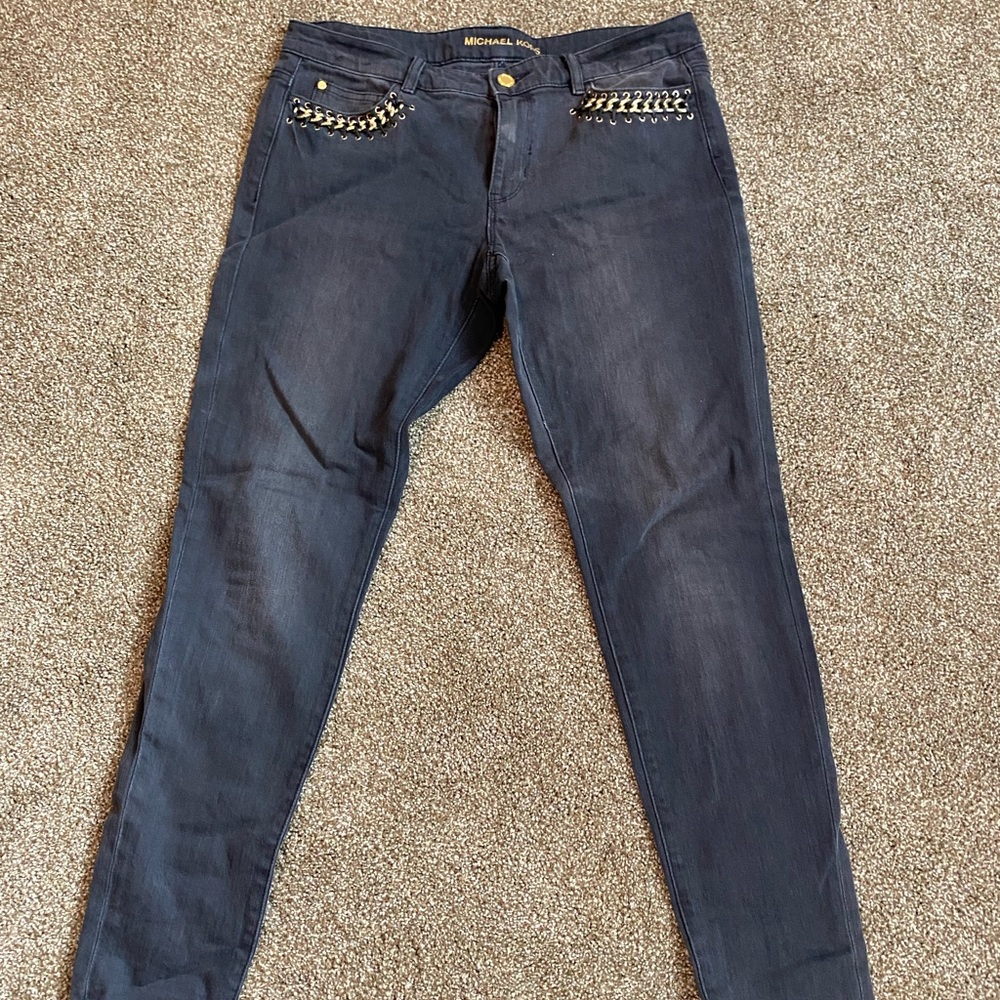 Michael Kors Chain Embellished Pocket Skinny Jeans SZ 8